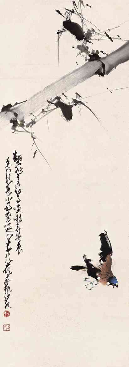 赵少昂 壬戌（1982）年作 竹雀 立轴